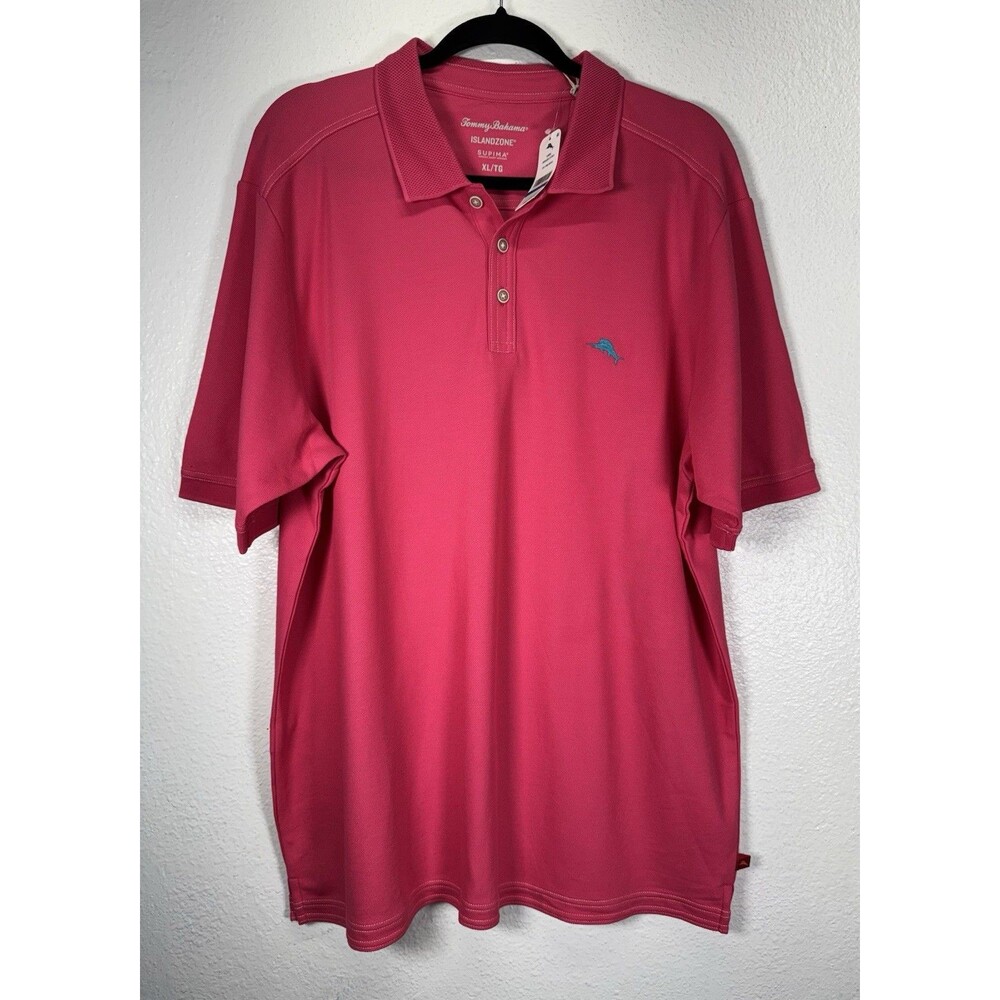 Tommy Bahama IslandZone Men's Hot Pink Short Sleeve Polo Shirt Size XL New